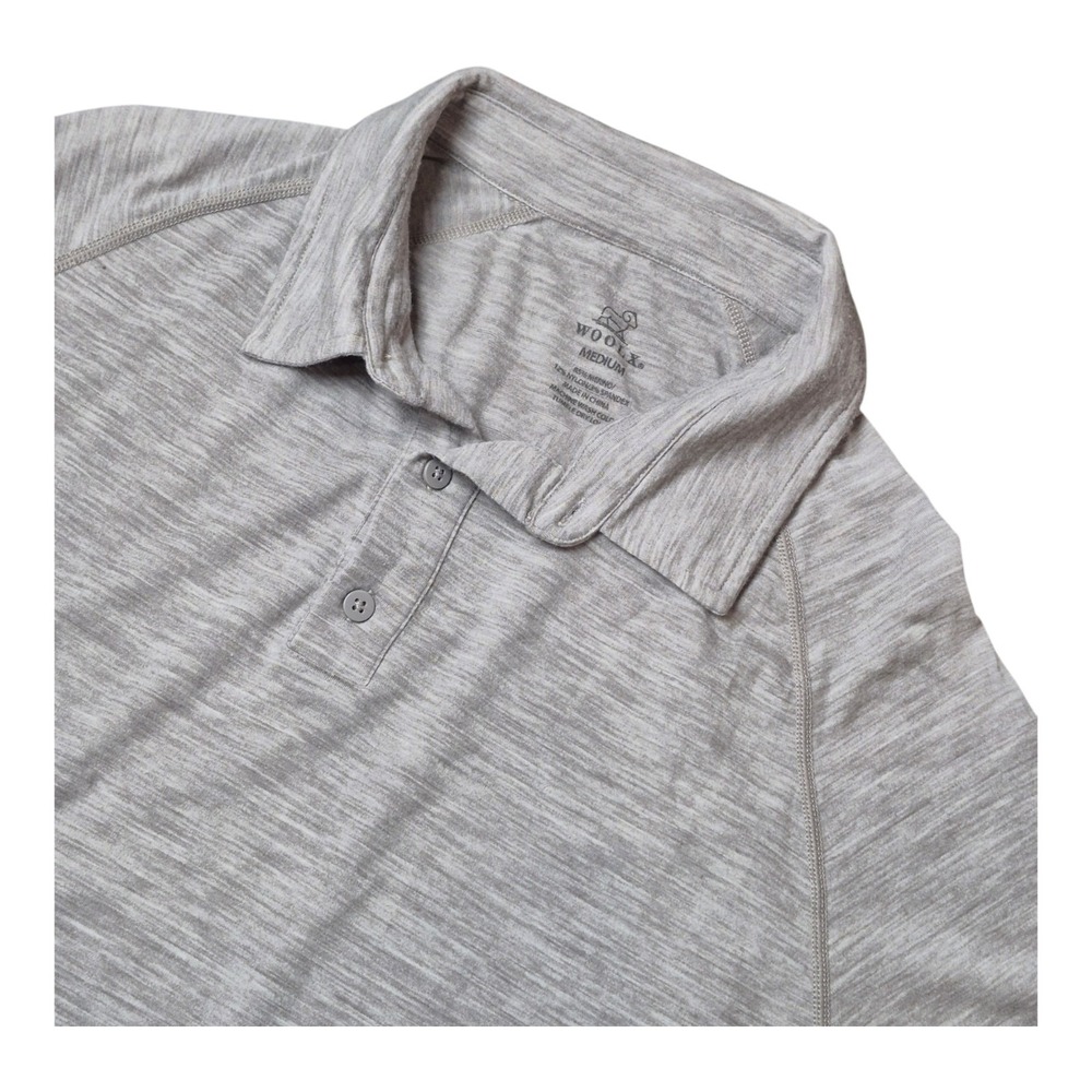 WoolX Mens Size M Gray Merino Wool Polo Shirt Short Sleeve Performance
